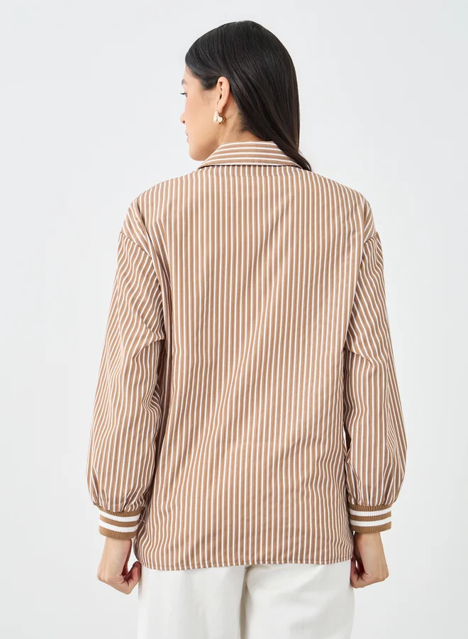 Styli Styli Striped Cuffed Long Sleeve Buttoned Shirt