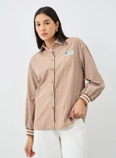 Styli Styli Striped Cuffed Long Sleeve Buttoned Shirt