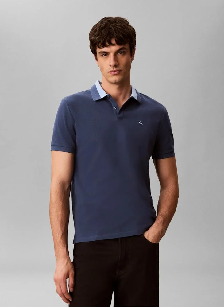 Contrast Collar Piqué Polo Shirt