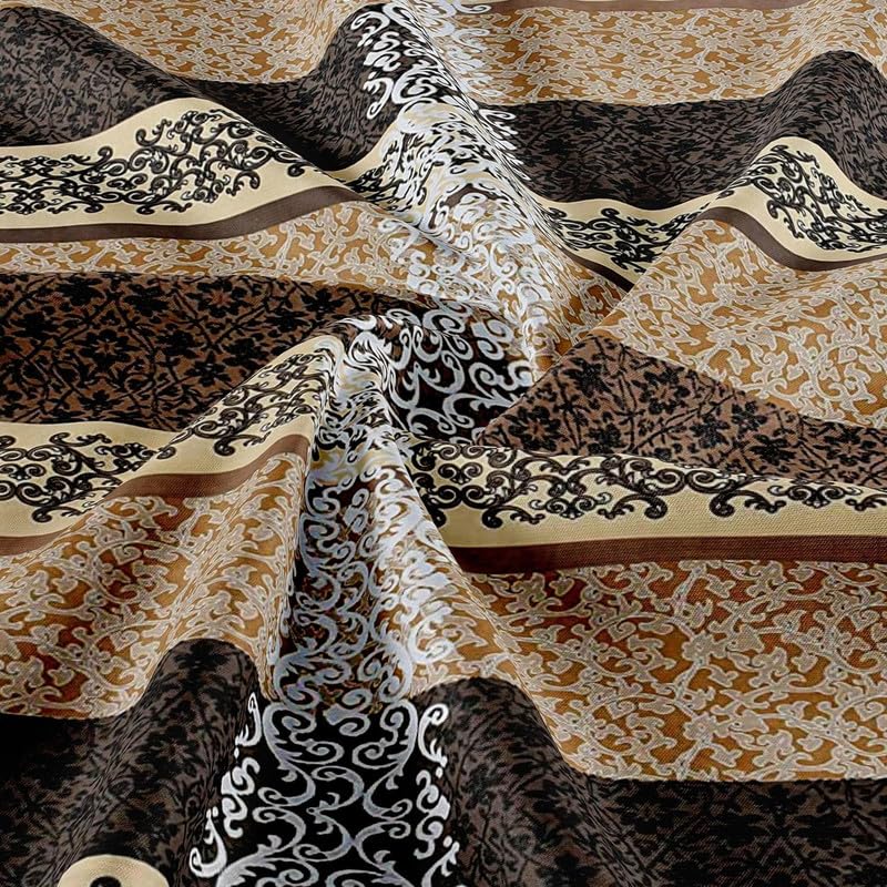 Delight Zone Prime Collection 160TC Supersoft Glace Cotton Elastic Fitted King Size Double Bedsheet with 2 Pillow Covers (Multicolour, Size 72 x 78 Inch) - Double Coffee Gajra 2 - Gold Fitted - Image 2