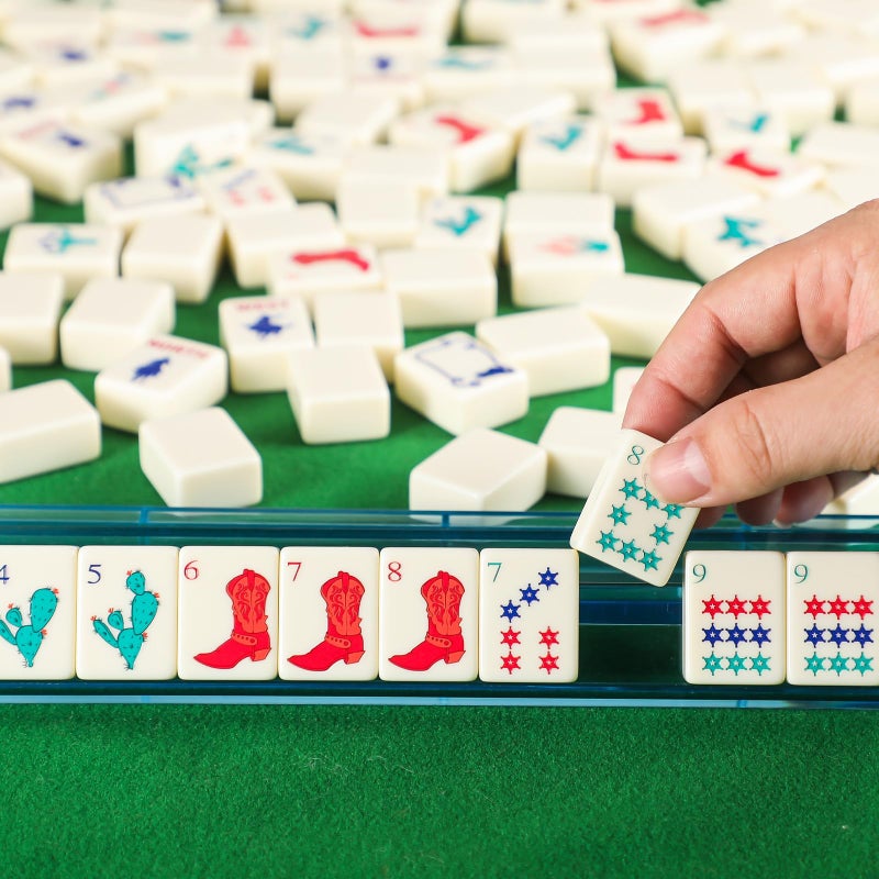 Arrowbash 160 Pcs Texas American Mahjong Set, 1.2 x 0.87 Inches Western Mahjong Tiles, Hand Carved Pattern for Adult Mah Jong Social Games, Beginners, Mah Jong Lovers - Image 4