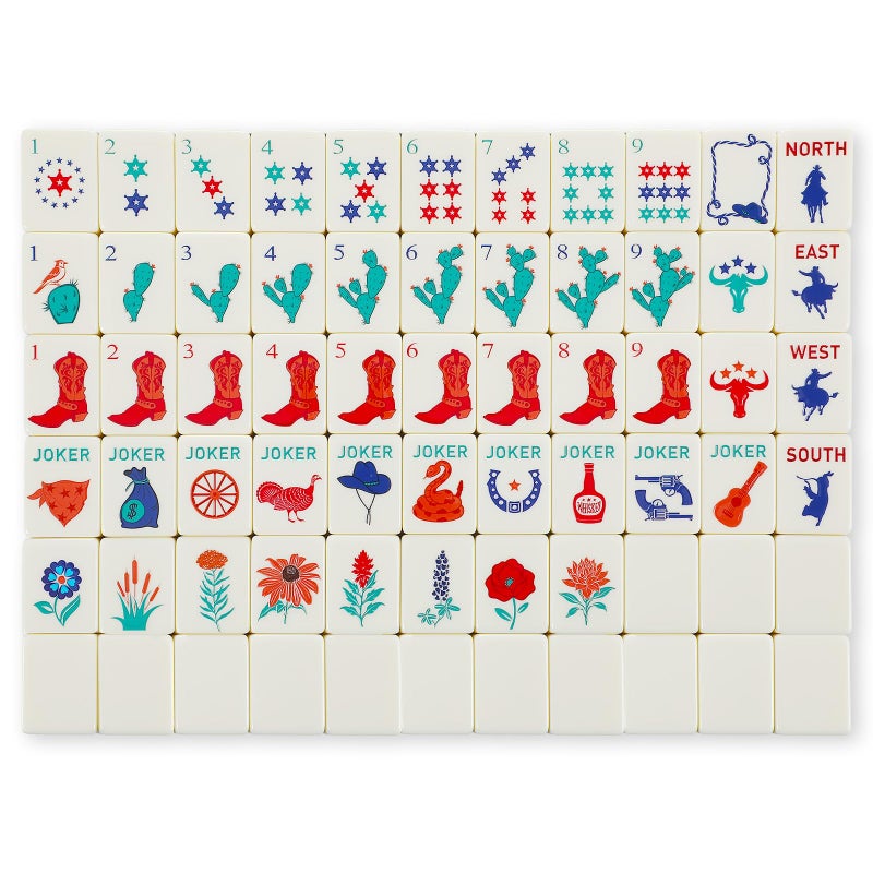Arrowbash 160 Pcs Texas American Mahjong Set, 1.2 x 0.87 Inches Western Mahjong Tiles, Hand Carved Pattern for Adult Mah Jong Social Games, Beginners, Mah Jong Lovers - Image 1