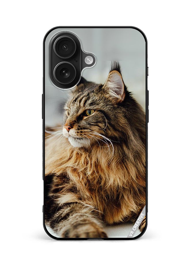 Protective Case Cover For Apple iPhone 16 Angry Cat Design Multicolour