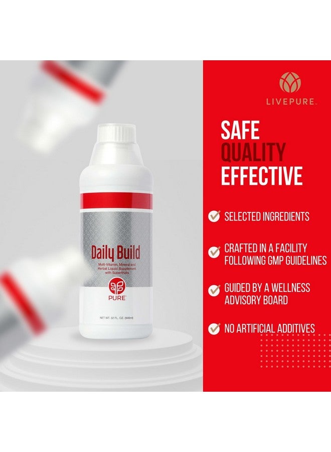 PURE Daily Build Liquid Multivitamin & Mineral/Herbal Dietary Supplement with Superfruits - 1 Bottle of 32 Fl Oz (946ml) - Image 5