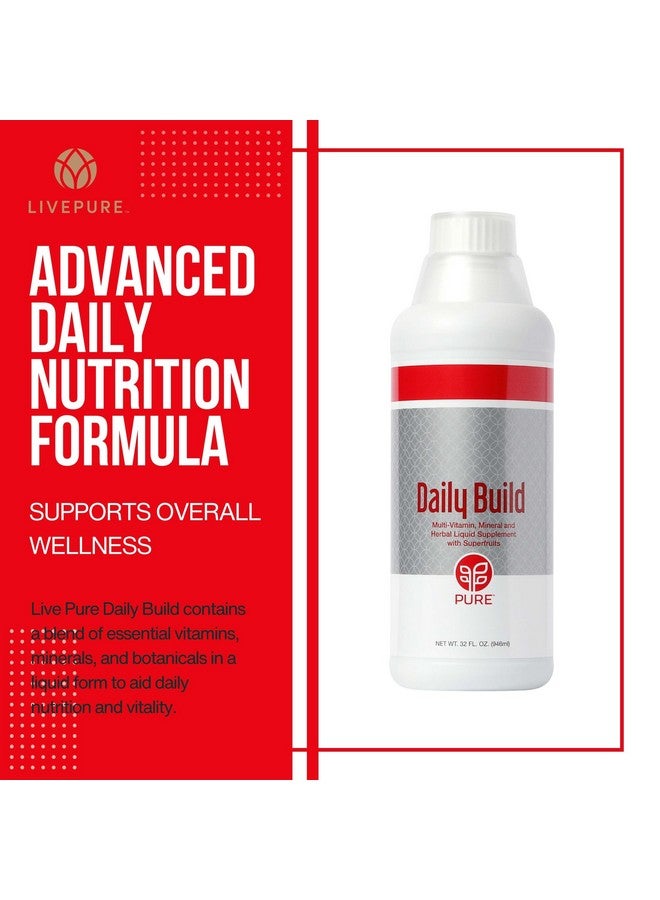 PURE Daily Build Liquid Multivitamin & Mineral/Herbal Dietary Supplement with Superfruits - 1 Bottle of 32 Fl Oz (946ml) - Image 2