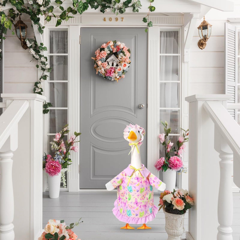 FuWeave Spring Goose Outfit Butterfly Lawn Porch Goose Clothes for 23" Large Statue Outdoor Patio Yard Lawn Art Decoration - Image 4