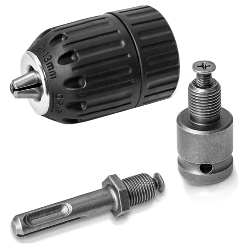 UPTODATETOOLS 2-13mm Keyless Drill Chuck Adapter, 1/2-20Unf Drill Chuck with SDS-PLUS Shank Bit, 1/2” Socket Square Female Adapter for Impact Driver, Electric Drill, Hammer Drill - Image 1