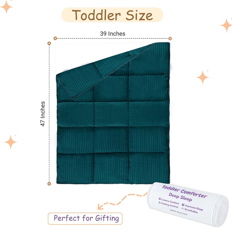 ZPECC Toddler Down Alternative Comforter, 39x47 Hypoallergenic Baby Blanket Quilt, Soft Breathable Lightweight All Season Kids Duvet Insert for Crib Stroller Cot Daycare, Teal - Image 2