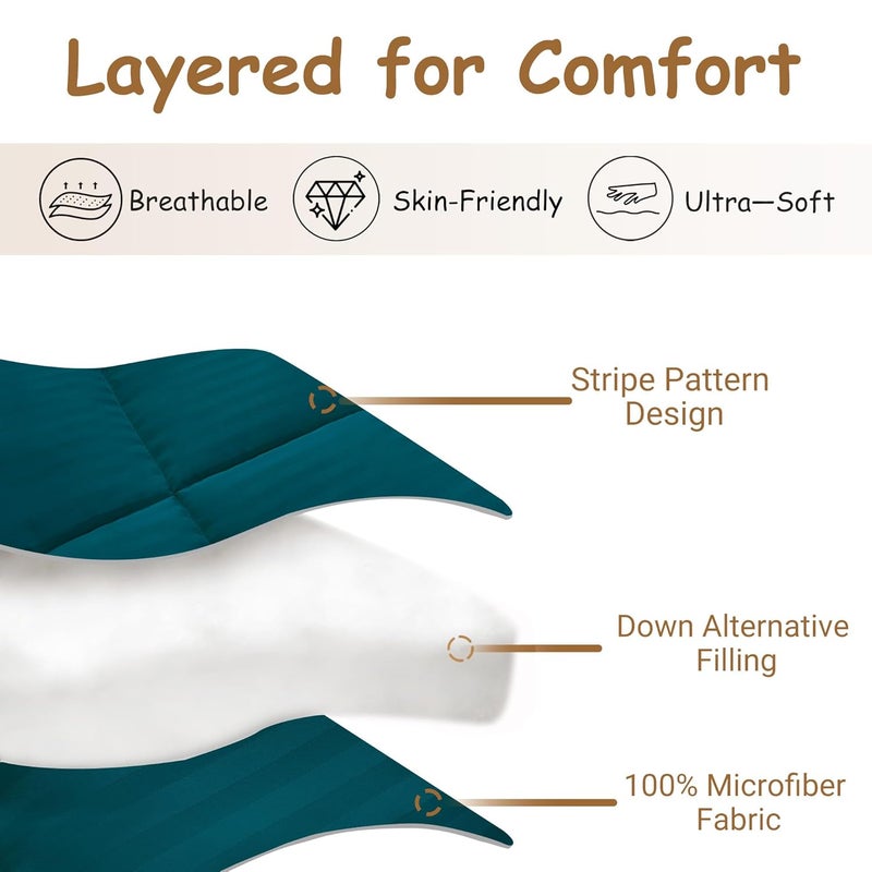 ZPECC Toddler Down Alternative Comforter, 39x47 Hypoallergenic Baby Blanket Quilt, Soft Breathable Lightweight All Season Kids Duvet Insert for Crib Stroller Cot Daycare, Teal - Image 3