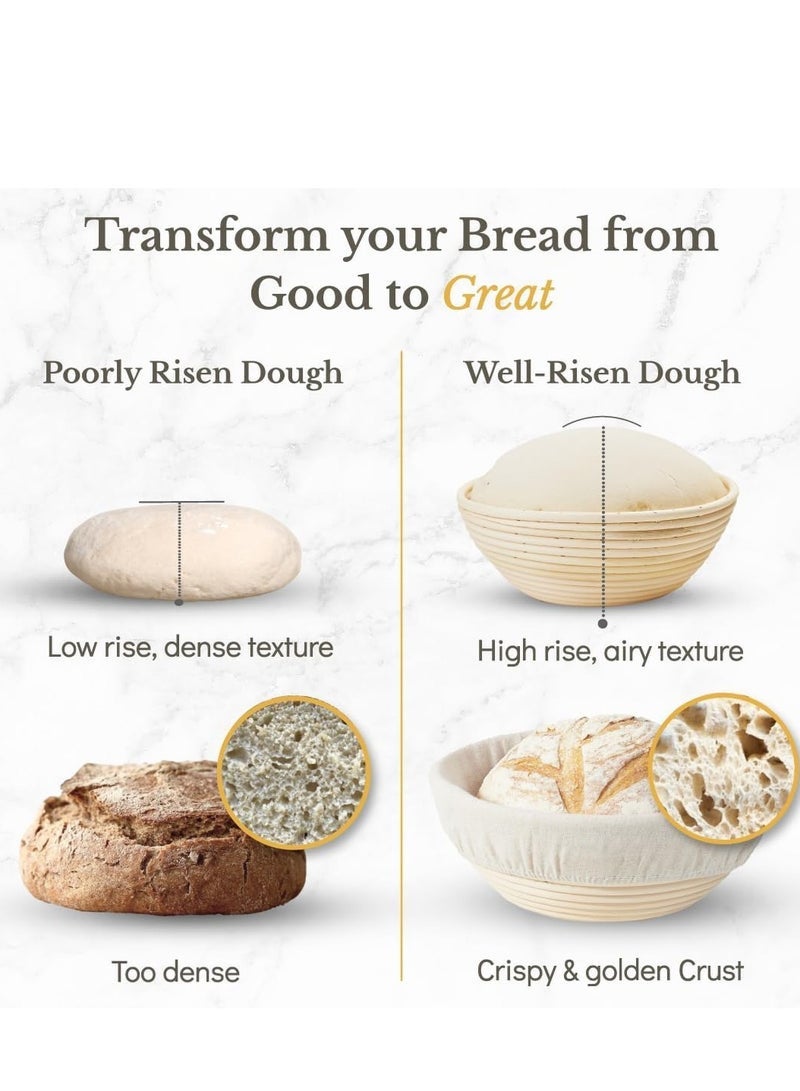 viola Banneton Bread Proofing Basket, Sourdough Bread Baking Supplies, Round 9 Inch Sourdough Starter Kit, Proofing Basket for Bread Baking, Bread Making Supplies Tools, Banneton Basket Gift Set - Image 5