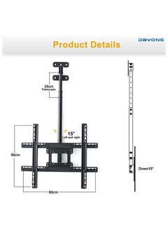 Generic Ceiling TV Mount, Hanging Full Motion TV Mount, Wall-mountable ceiling mounted TV stand, TV Pole Mount with Swivel Tilt for 42-75 inch TV, Holds up to 50kg, Max VESA 600x500mm  - Image 2
