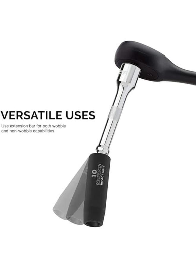 نيكو 00249A مجموعة شريط تمديد تمايل 9 قطع 1 4 بوصة 3 8 بوصة 1 2 بوصة محركات Cr V Steel  - Image 4