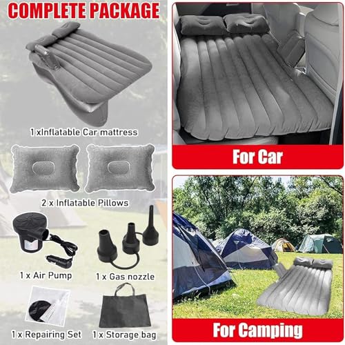 Prextex Antson Premium Car Inflatable Bed with Pump & 2 Air Pillow | Quick Inflatable Back Seat Bed | Car Inflatable Mattres | Car Bed Mattress | Car Bed for Kids,Travel,Camping,Picnic, Beach (Grey) - Image 5