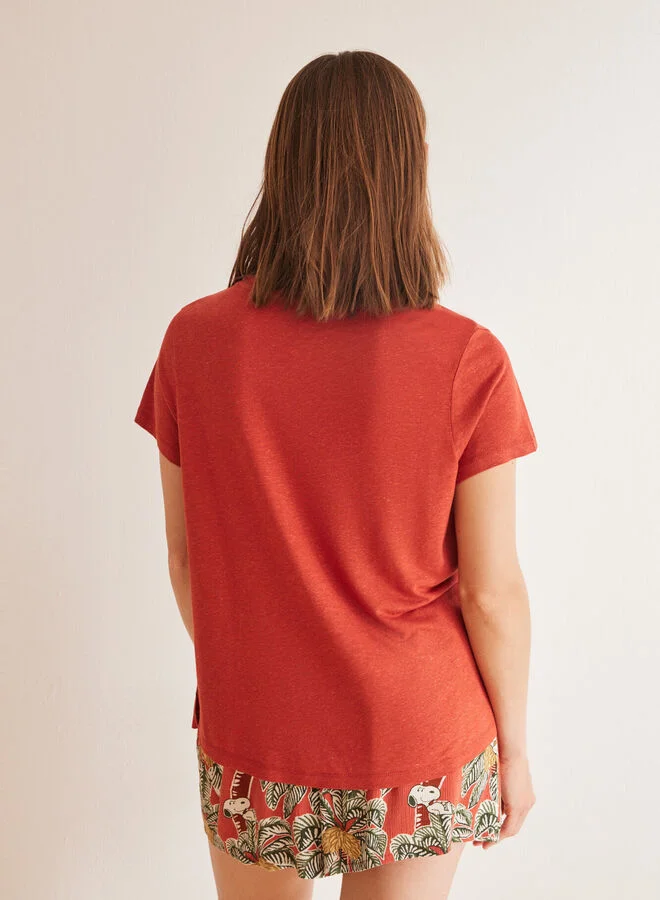 women'secret Red short-sleeved T-shirt
