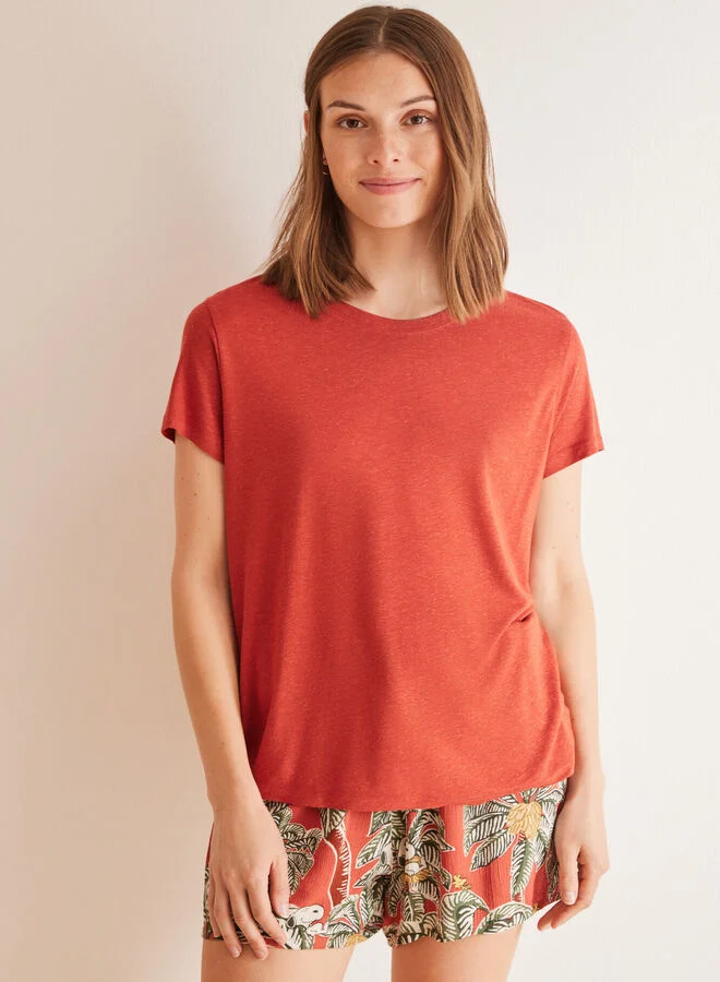 women'secret Red short-sleeved T-shirt