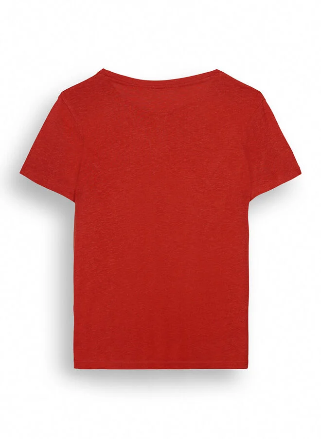 women'secret Red short-sleeved T-shirt