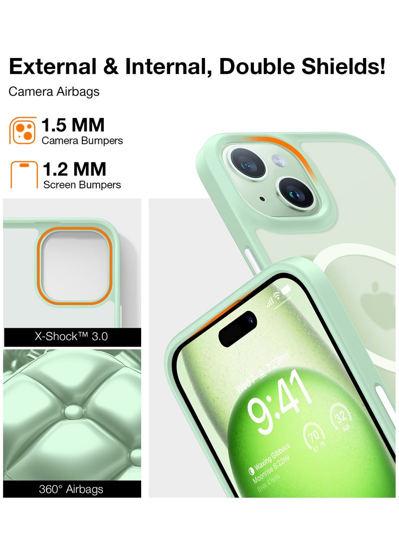 حافظة مغناطيسية مصممة لجهاز آيفون 15، متوافقة مع ماج سيف، [مختبرة ضد السقوط بمعيار عسكري، حافظة صلبة مقاومة للصدمات بحواف ناعمة رفيعة لحافظة آيفون 15، خضراء - Image 2