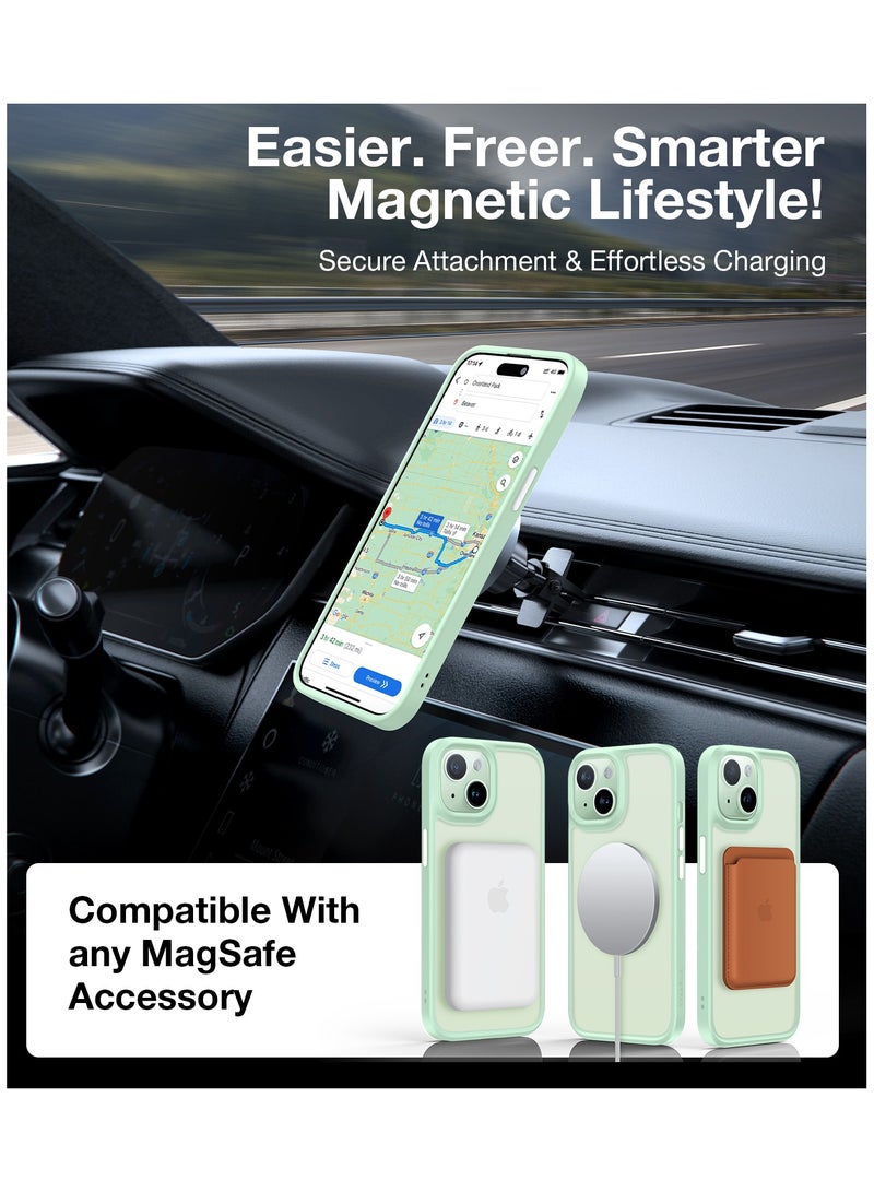 حافظة مغناطيسية مصممة لجهاز آيفون 15، متوافقة مع ماج سيف، [مختبرة ضد السقوط بمعيار عسكري، حافظة صلبة مقاومة للصدمات بحواف ناعمة رفيعة لحافظة آيفون 15، خضراء - Image 5
