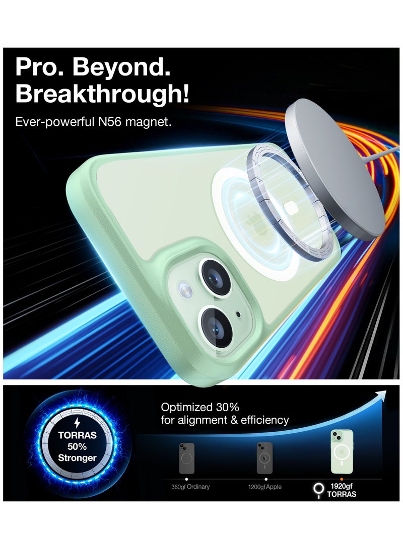 حافظة مغناطيسية مصممة لجهاز آيفون 15، متوافقة مع ماج سيف، [مختبرة ضد السقوط بمعيار عسكري، حافظة صلبة مقاومة للصدمات بحواف ناعمة رفيعة لحافظة آيفون 15، خضراء - Image 3