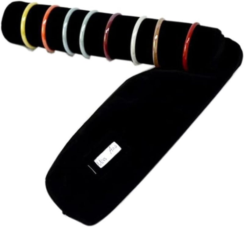 SCIKHEFT Bracelet Bangle Watch Roll Travel Pouch Jewelry Organizer, Black Gray Velvet Portable Zipper Pouch with Removable Roll Insert for Standard Size 12.5" W x 2.8" Diameter. (All black) - Image 1