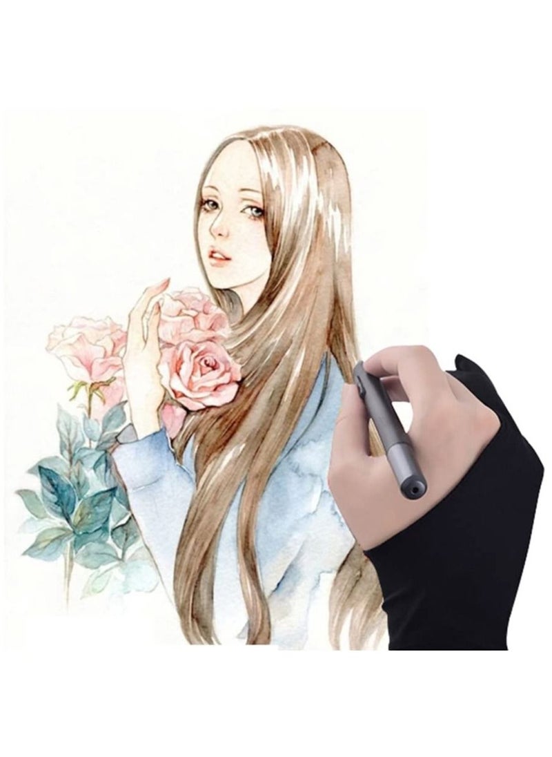 3-Piece Artist Drawing Two Finger Glove for Paper Sketching, iPad, Graphics Tablet
