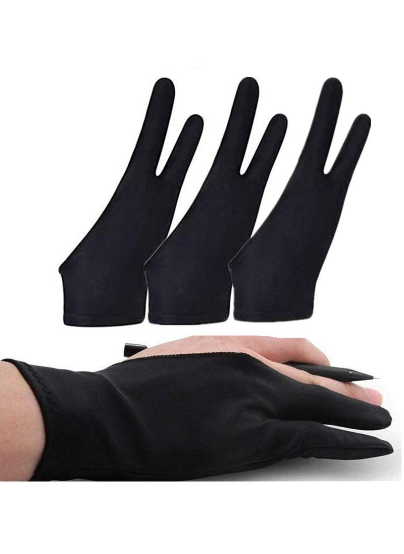 Generic 3-Piece Artist Drawing Two Finger Glove for Paper Sketching, iPad, Graphics Tablet  - Image 1