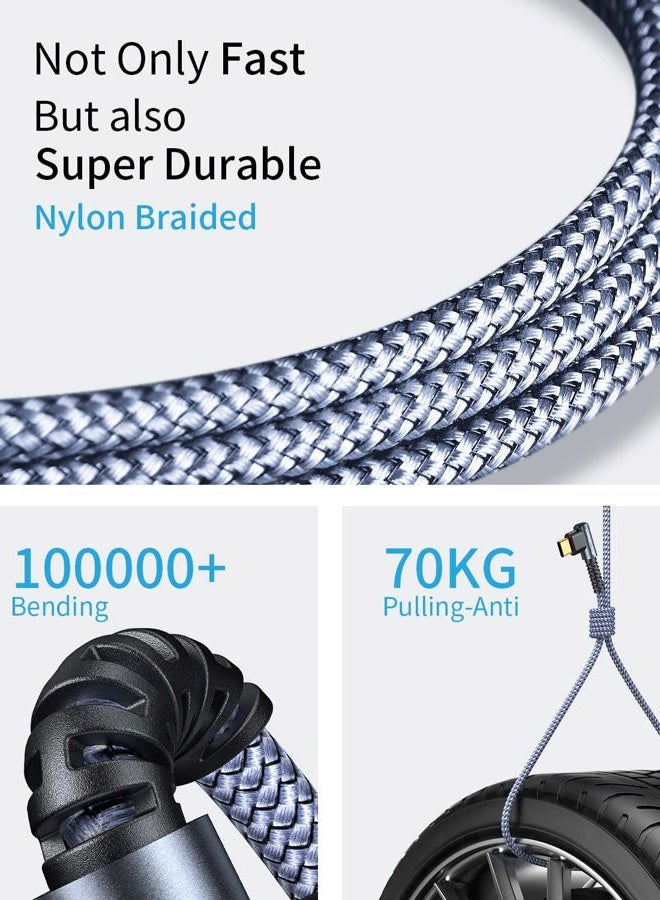 MRGLAS 3.2A USB C Charger Cable,[4-Pack, 6.6+6.6+6.6+6.6FT] USB A to USB C Right Angle Gold-Plated Type C Charger Fast Charging Durable Braided Cord for iPhone 16 15 Samsung S10 S9 Note 10 S21 LG-Grey - Image 5
