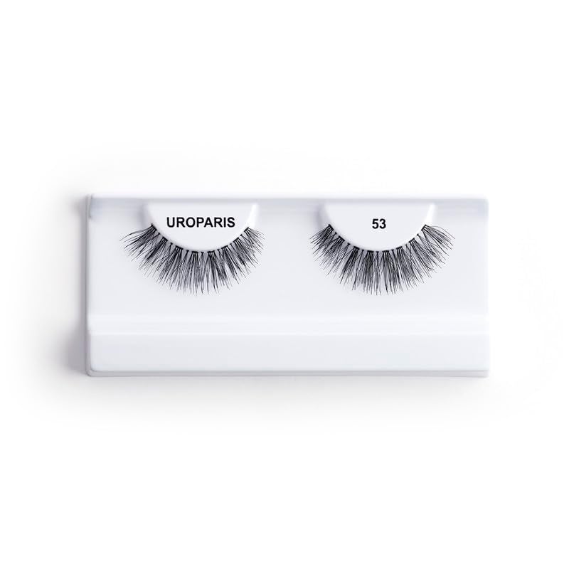 Uroparis 53 Eyelashes for Women — Tapered Handmade Eye Lashes | Lightweight False Lashes with Premium Virgin Hair | Invisible Band | For Glam Look & Enhance Beauty (Black) - 1 Pair - Image 2