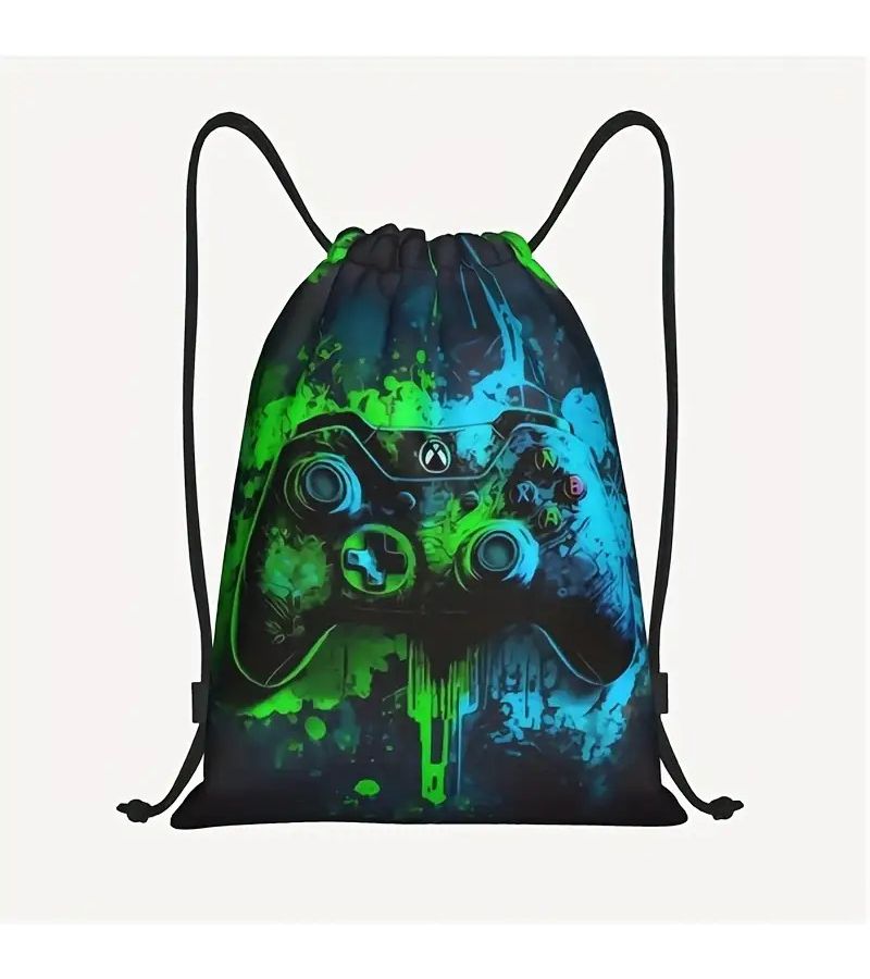 Neon Game Controller Drawstring Backpack 32.8cm Lightweight For School Travel Gift - Image 3