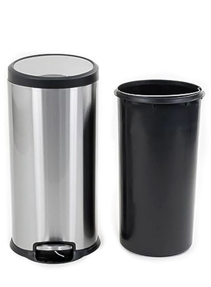 AKC Stainless Steel Trash Bins, Recycle Bins, Round Step Waste Bin with Soft Close Lid, Durable Cantilever Foot Pedal Mechanism Steel Step Trash Can Wastebasket, Garbage Container Bin (20 Liters) - Image 4