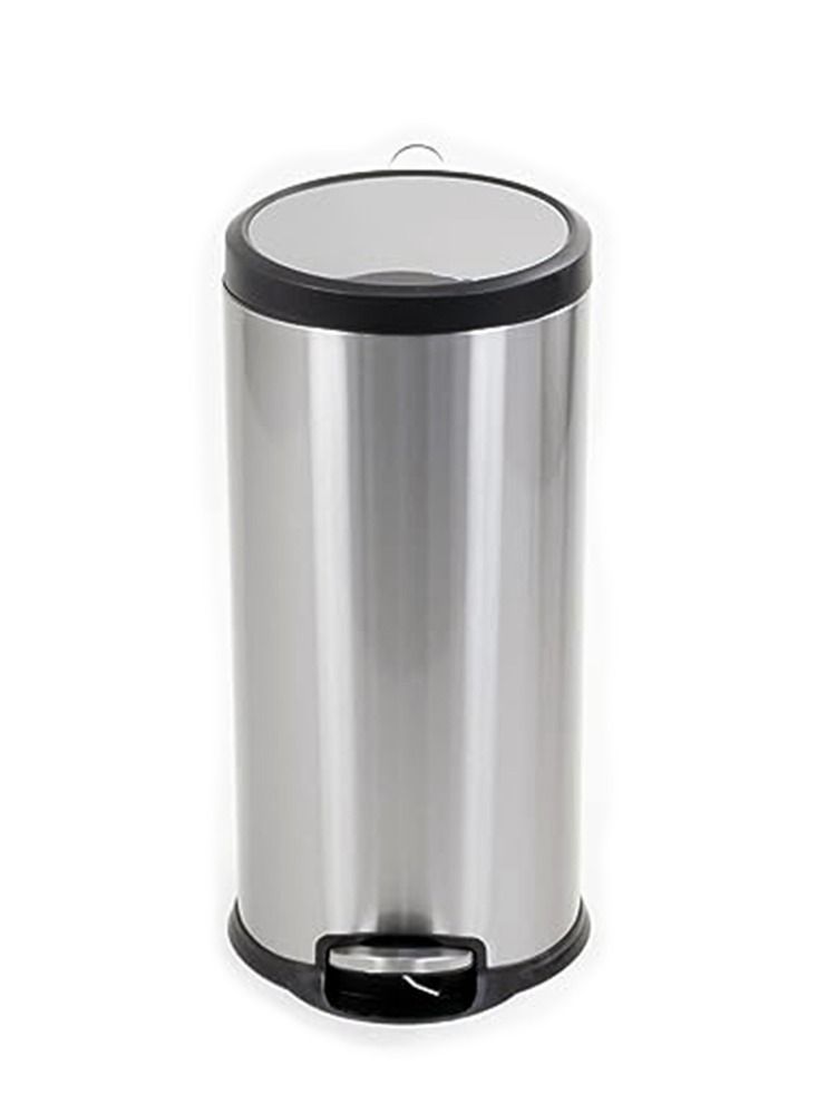 AKC Stainless Steel Trash Bins, Recycle Bins, Round Step Waste Bin with Soft Close Lid, Durable Cantilever Foot Pedal Mechanism Steel Step Trash Can Wastebasket, Garbage Container Bin (20 Liters) - Image 1