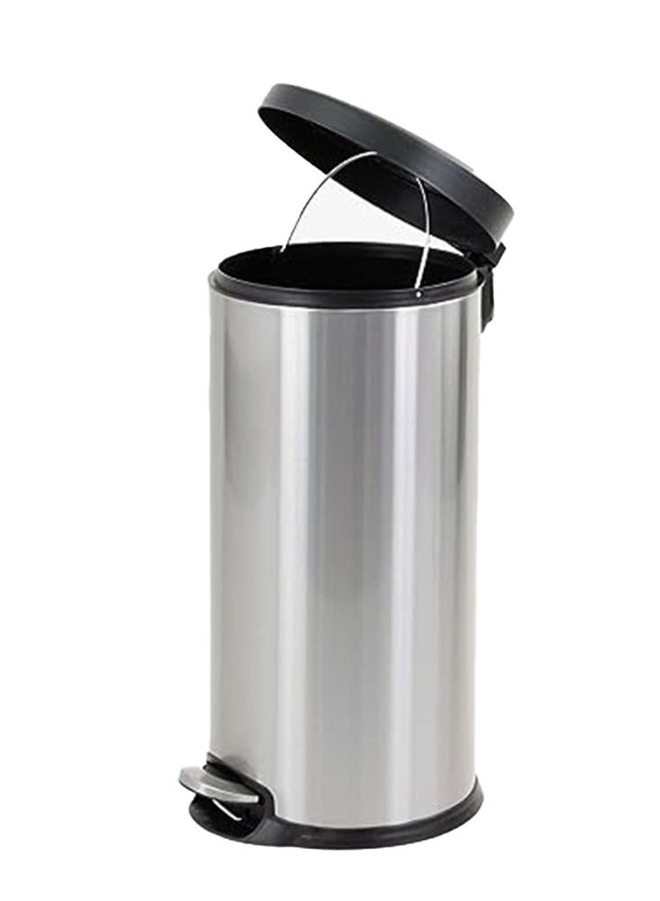 AKC Stainless Steel Trash Bins, Recycle Bins, Round Step Waste Bin with Soft Close Lid, Durable Cantilever Foot Pedal Mechanism Steel Step Trash Can Wastebasket, Garbage Container Bin (20 Liters) - Image 3