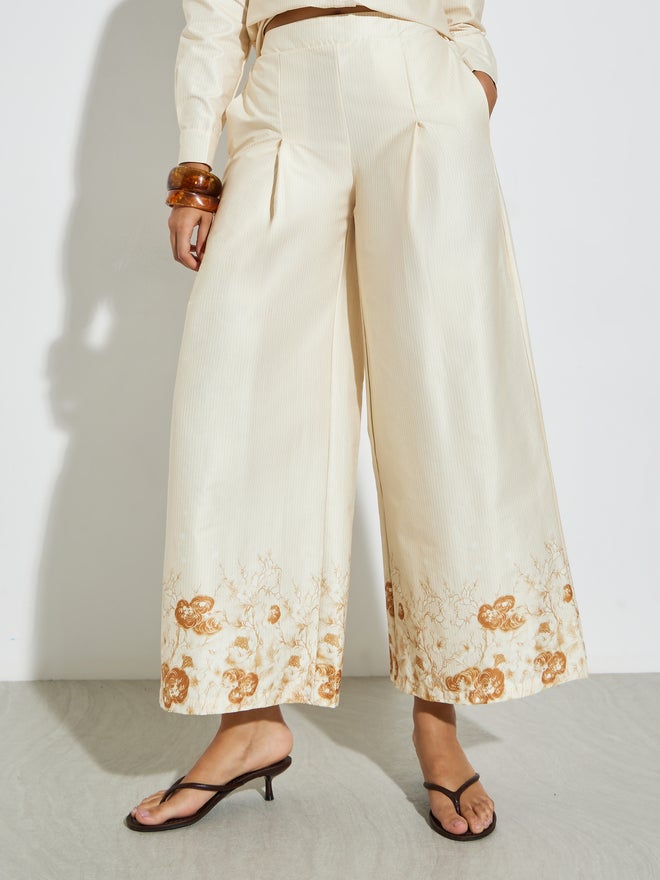 Styli Cream Printed Shirt and Wide Leg Pants Set - Image 5