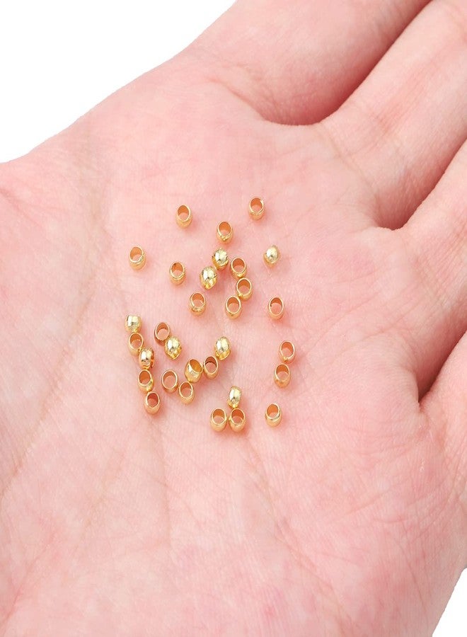 BEADIA 14K Gold Plated Crimp Beads Non Tarnish 2.5mm 600pcs for Jewelry Making Findings - Image 3