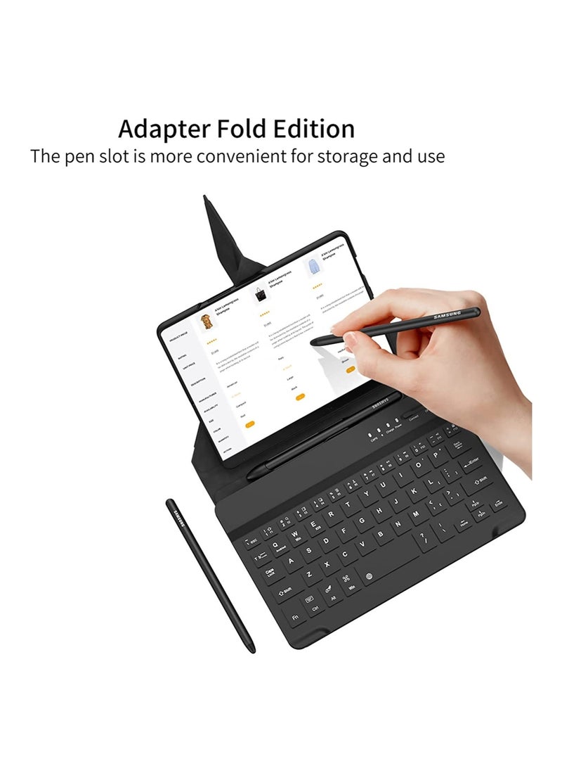 ELTRAZONE - Samsung Galaxy Z Fold 4 Bluetooth Keyboard Case Leather Cover with (Keyboard Case + Fold 4 Case + S Pen) Kickstand Wireless Bluetooth Connects Detachable Keyboard for Galaxy Fold 4 - Image 1