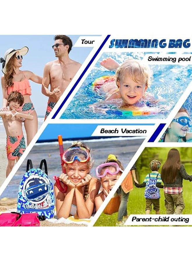 JS Children's Swimming Drawstring Backpack, Children's Swimming Bag, Beach Bag, Sports Fitness Bag, Dry and Wet Separation Suitable for Gym Sports Beach Pool Gear - Image 5