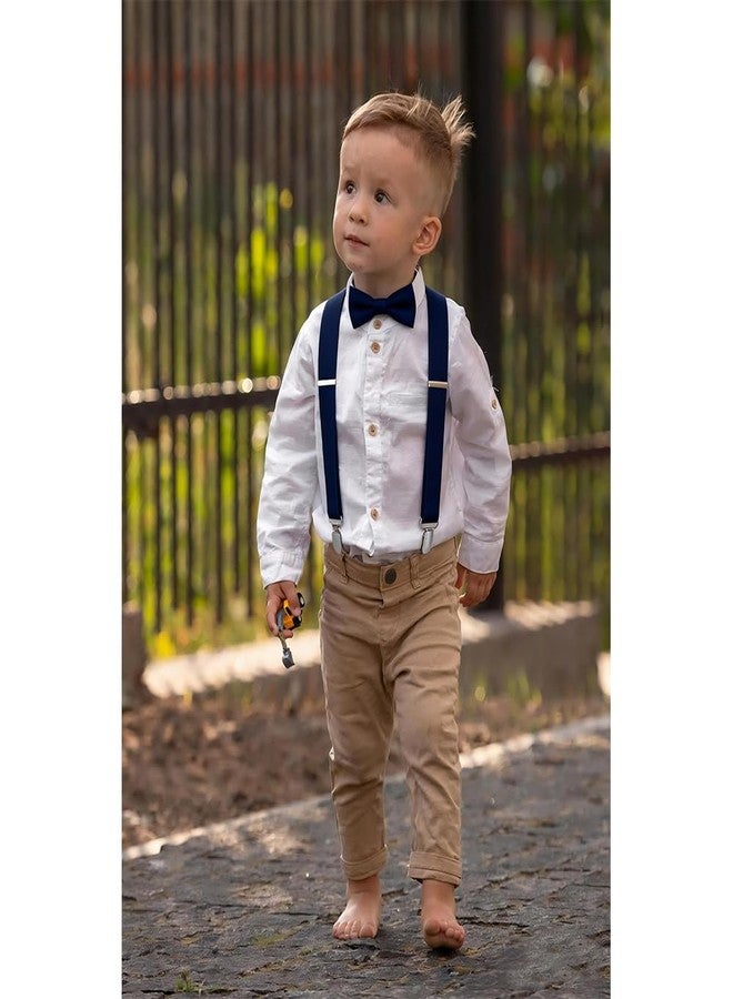 Vexadrix 4-Clips Kids Suspenders & Pre-Tied Bow Tie Set Adjustable 27in for 1-8 Years Boys Girls Wedding Birthday Formal Accessories (Navy Blue) - Image 5