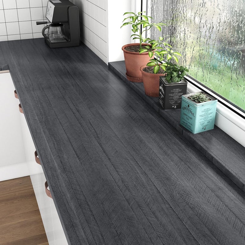 WESTICK Peel and Stick Wood Contact Paper for Countertops Waterproof Black Wooden Renter Friendly Wallpaper Removable Wood Grain Vinyl Wrap Contact Paper for Cabinets Table Desk Walls DIY 24" x 118" - Image 2