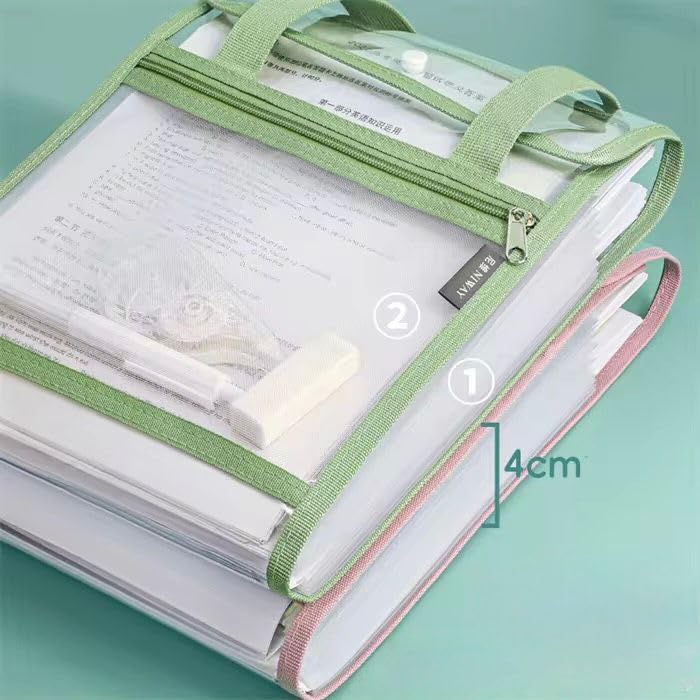 SHIVOM PVC 13 Compartments A4 Vertical Expanding File Folder Multipurpose Lightweight Mesh Pocket Document Organizer for School/Home/Office Work (Set of 1, Multicolor) - Image 3