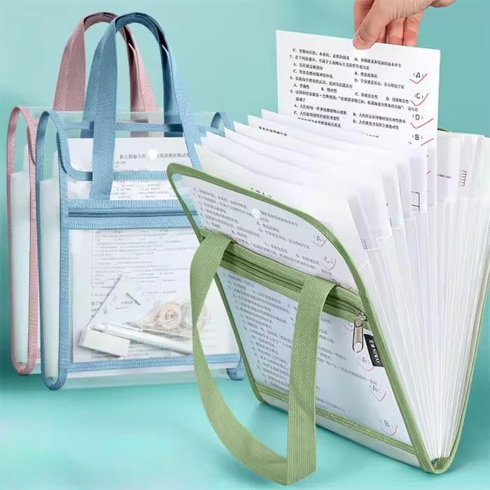 SHIVOM PVC 13 Compartments A4 Vertical Expanding File Folder Multipurpose Lightweight Mesh Pocket Document Organizer for School/Home/Office Work (Set of 1, Multicolor) - Image 2