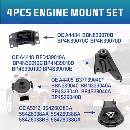 YBDDZH Engine Motor and Transmission Mount Kit, Compatible with 2006-2010 Mazda 5 2.3L & 2004-2009 Mazda 3 2.0L 2.3L(No Turbo),Replace OE A4418 A5312 A4404 A4405 Set of 4 - Image 3
