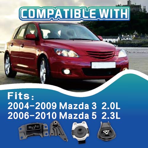 YBDDZH Engine Motor and Transmission Mount Kit, Compatible with 2006-2010 Mazda 5 2.3L & 2004-2009 Mazda 3 2.0L 2.3L(No Turbo),Replace OE A4418 A5312 A4404 A4405 Set of 4 - Image 2