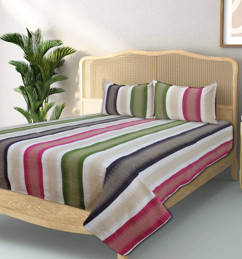 Airwill Cotton 300TC Double Size Jacquard Weaved Pattern 90x100 inches Bedheets (Multicolor, Pack of 1 Bedsheet & 2 Pillow Covers) - Image 3