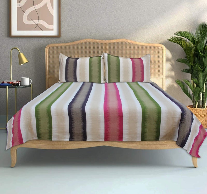 Airwill Cotton 300TC Double Size Jacquard Weaved Pattern 90x100 inches Bedheets (Multicolor, Pack of 1 Bedsheet & 2 Pillow Covers) - Image 1