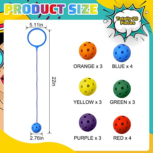 Glimin 30 Pack Skip Ball for Kids Foldable Flash Wheel Skip Ball Swingball Set Assorted Colors Outside Game Toys for Age 6 7 8 9 10 Fun Jumper and Exercise Equipment - Image 5