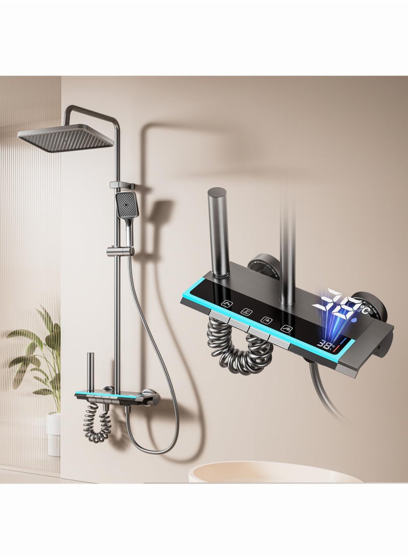 Monda Shower Set, Thermostaticc Shower Faucet Set Wall Mounted Shower Faucet Set Piano and Shower Keys with Bath Spout, Hand Sprayer  - Image 1