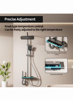 Monda Shower Set, Thermostaticc Shower Faucet Set Wall Mounted Shower Faucet Set Piano and Shower Keys with Bath Spout, Hand Sprayer  - Image 2