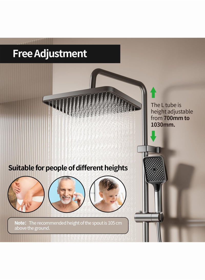 Monda Shower Set, Thermostaticc Shower Faucet Set Wall Mounted Shower Faucet Set Piano and Shower Keys with Bath Spout, Hand Sprayer  - Image 5