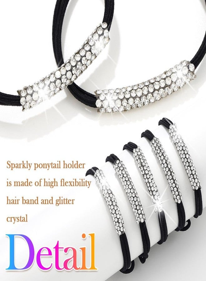 CAKURE Rhinestone Hair Ties Silver Sparkly Ponytail Holder Rhinestone Hair Accessories for Women (Pack of 5) - Image 2