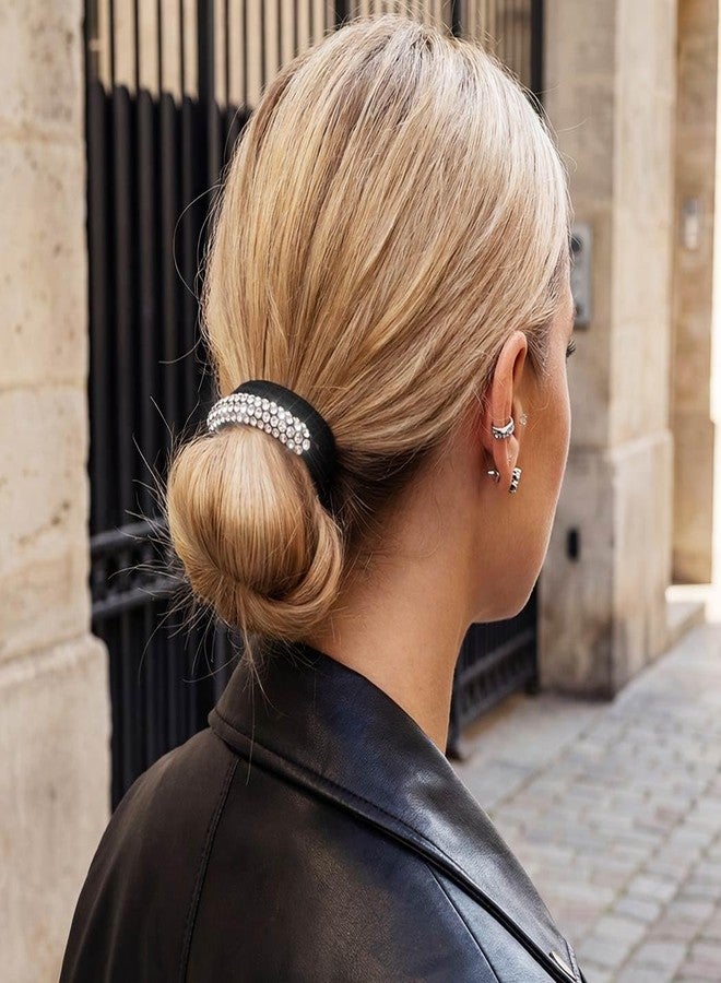 CAKURE Rhinestone Hair Ties Silver Sparkly Ponytail Holder Rhinestone Hair Accessories for Women (Pack of 5) - Image 3
